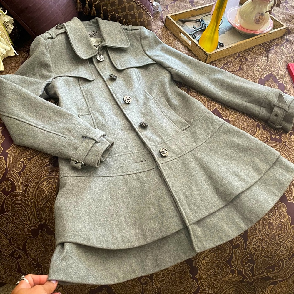 Guess peplum pea coat gray used like new size S - Picture 7 of 8